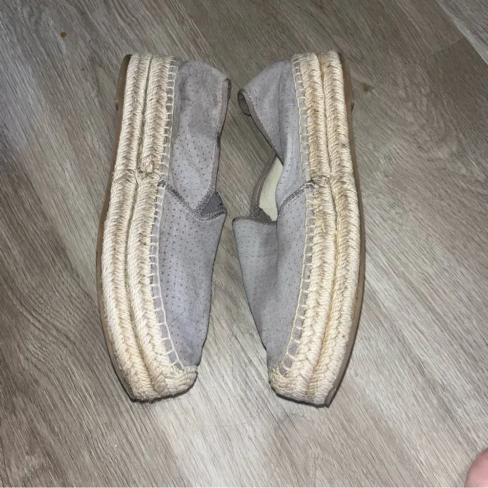 Soludos 6.5 Grey Suede Platform Espadrilles